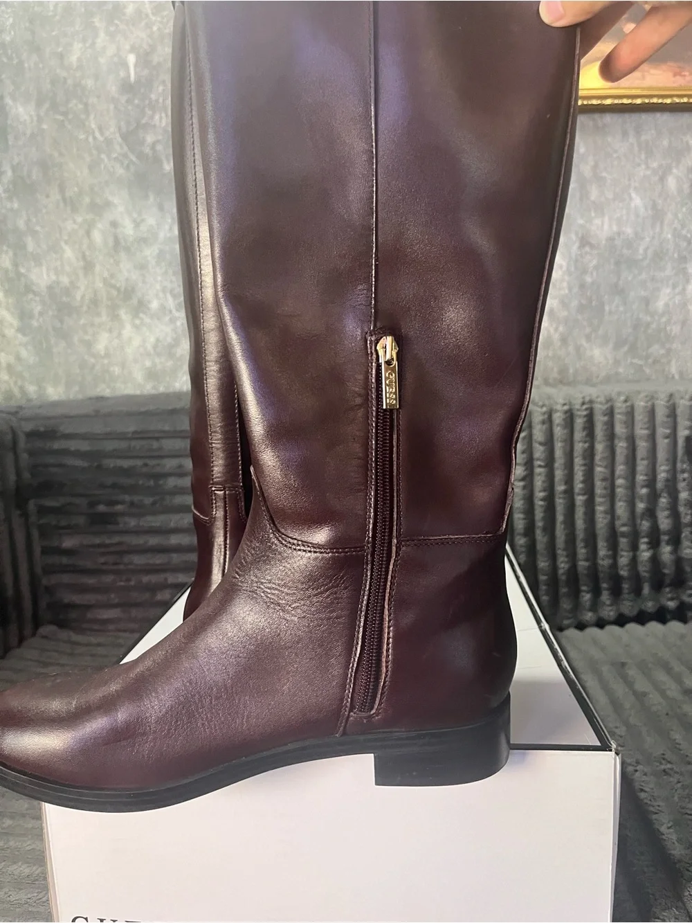 GUESS Zoro Red Leather Riding Boots new